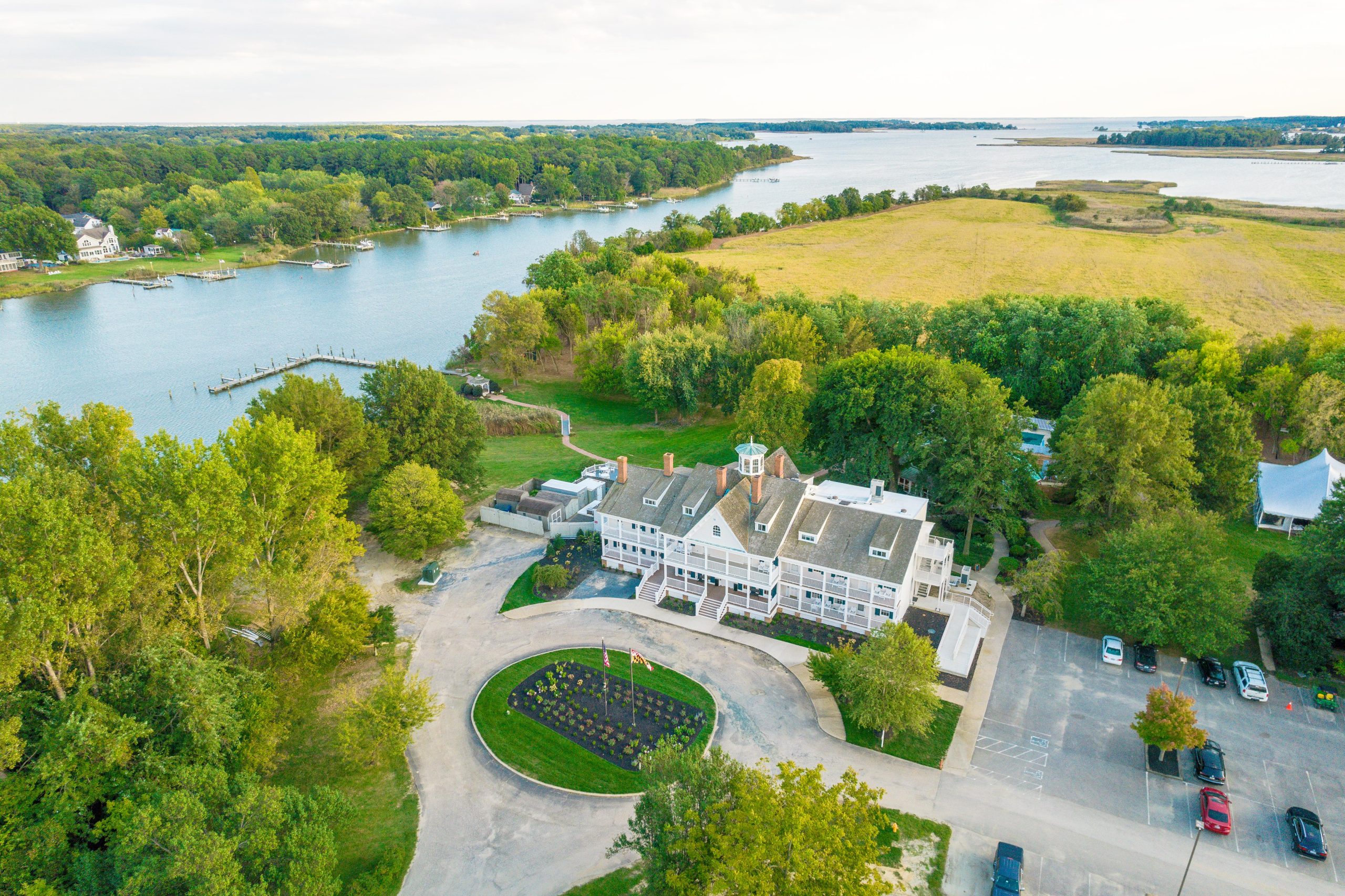 An aerial drone photo of Kent Island Resort on Maryland's Eastern Shore