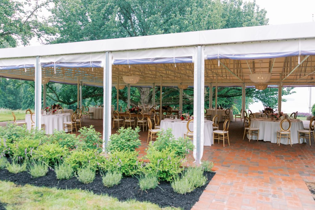 Outdoor tented pavilion at Bohemia Manor Farm