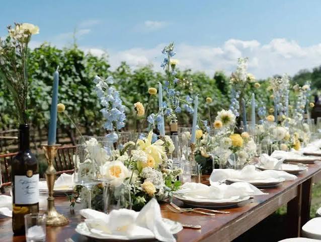Table setting among the vines at Bohemia Manor Farm